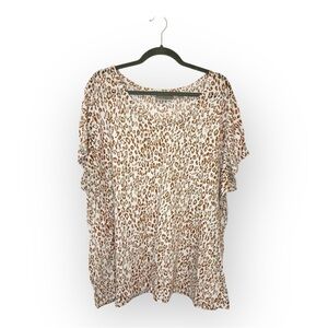 Avenue Plus Leopard Print Blouse Flowy Lightweight Boho Animal Print Top 30/32